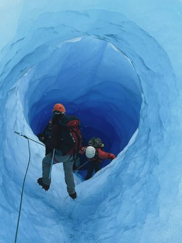 Descending into an ice cave
