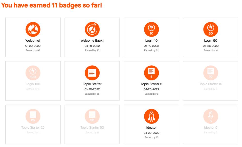 you can see how many badges you've earned and which ones are yet to be earned
