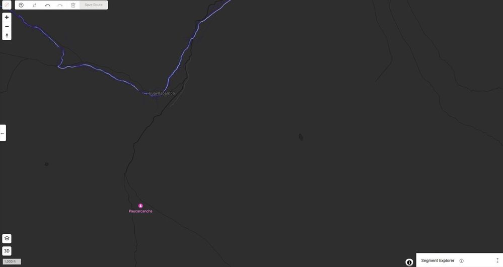 Global Heat Map in Route Creator doesn't show any traffic south of Huayllabamba regardless of which preferred activity selected.
