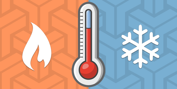 digital image of a thermometer between a flame and a snowflake